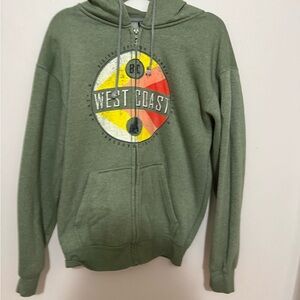West Coast Zip-Up Hoodie in Olive Green